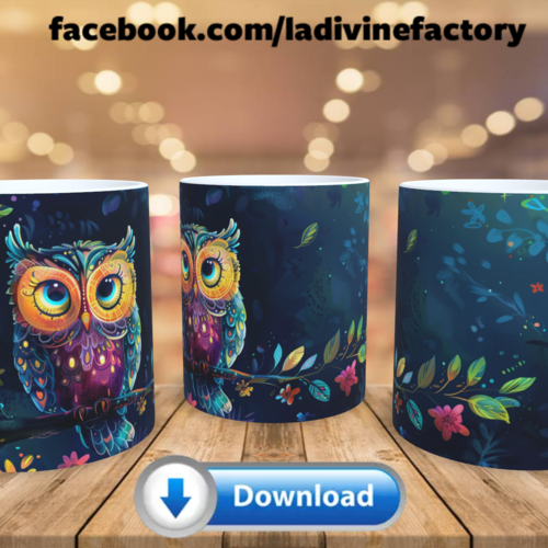 Visuel digital x 1 - pour sublimation mug - chouette hibou 004