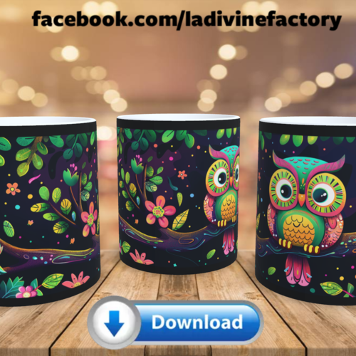 Visuel digital x 1 - pour sublimation mug - chouette hibou 006