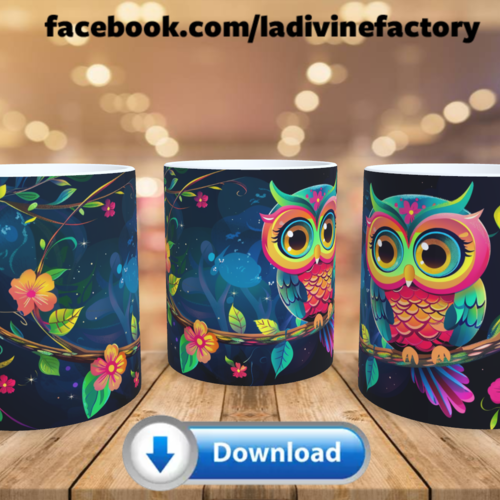 Visuel digital x 1 - pour sublimation mug - chouette hibou 007