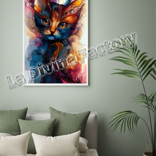 Art mural, affiche poster chat 002 format a5 - a4 ou a3