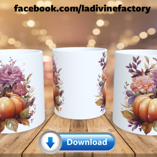 Visuel digital x 1 - pour sublimation mug - automne 001 citrouille