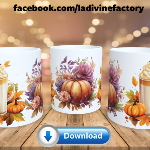 Visuel digital x 1 - pour sublimation mug - automne 002 citrouille pumpkin spice latte