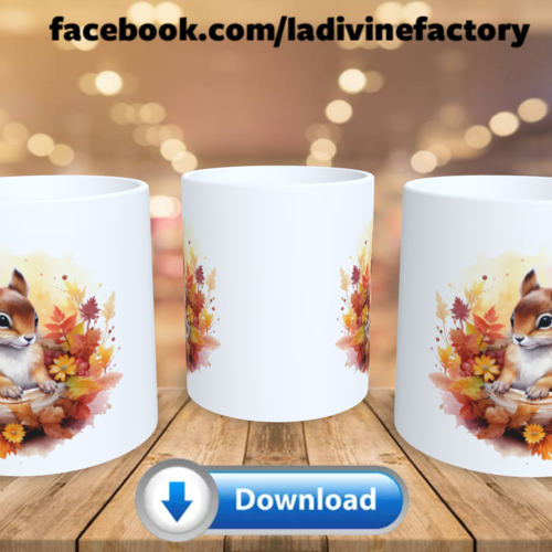 Visuel digital x 1 - pour sublimation mug - automne 010 écureuil