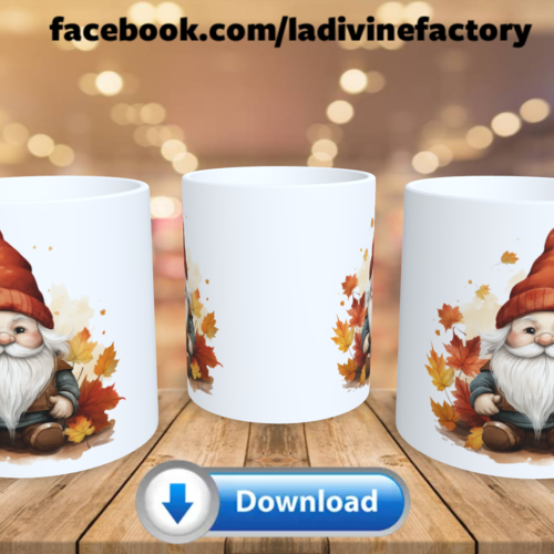 Visuel digital x 1 - pour sublimation mug - automne 016 nain gnome