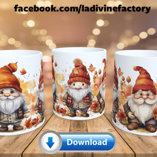 Visuel digital x 1 - pour sublimation mug - automne 017 nain gnome