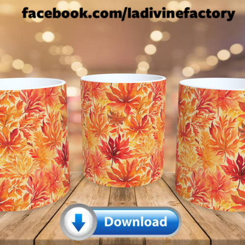 Visuel digital x 1 - pour sublimation mug - automne 021 feuilles