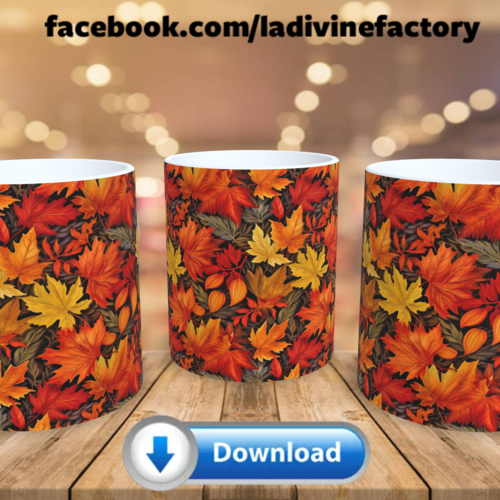Visuel digital x 1 - pour sublimation mug - automne 022 feuilles