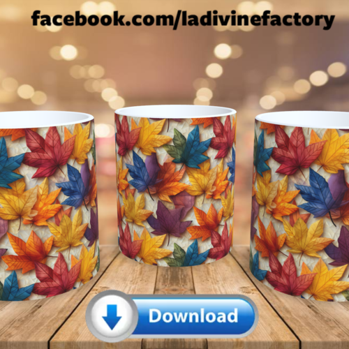 Visuel digital x 1 - pour sublimation mug - automne 027 feuilles d'automne