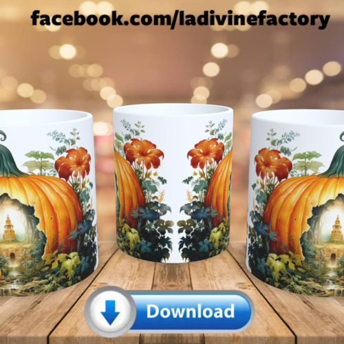 Visuel digital x 1 - pour sublimation mug - automne 030 citrouille temple
