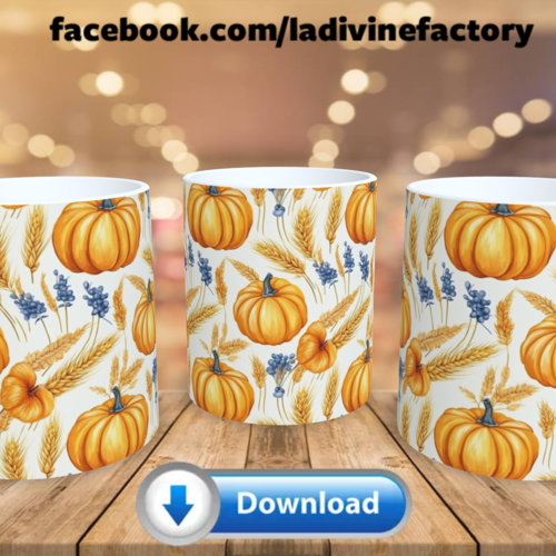 Visuel digital x 1 - pour sublimation mug - automne 033 citrouilles et blés