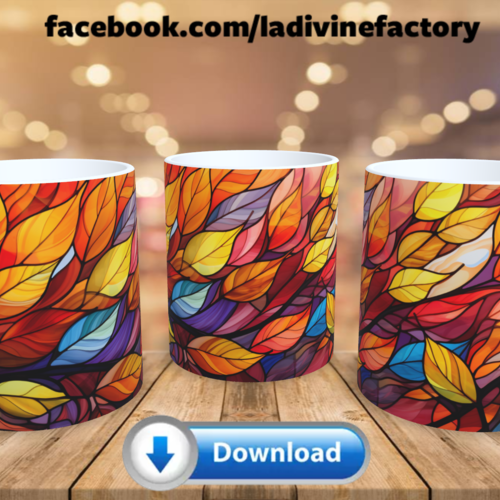 Visuel digital x 1 - pour sublimation mug - automne 035 feuills