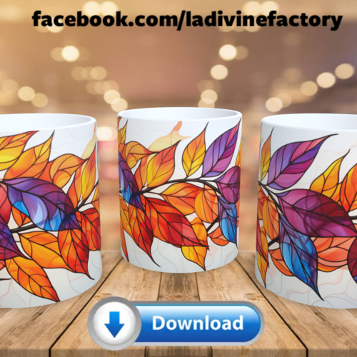 Visuel digital x 1 - pour sublimation mug - automne 036 feuilles