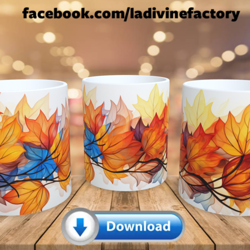 Visuel digital x 1 - pour sublimation mug - automne 037 feuilles