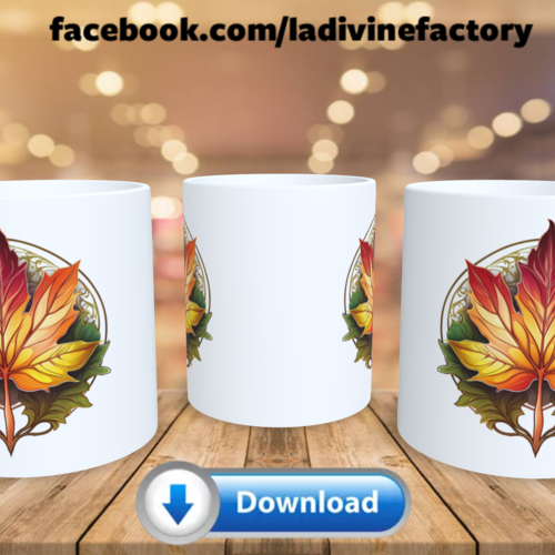 Visuel digital x 1 - pour sublimation mug - automne 048 feuille logo