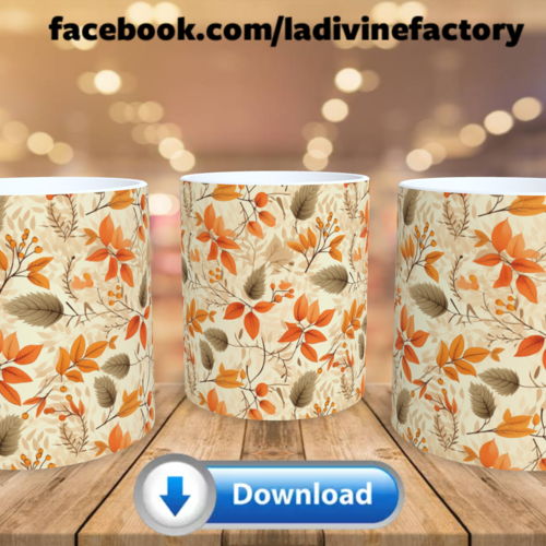 Visuel digital x 1 - pour sublimation mug - automne 054 feuilles
