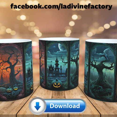 Visuel digital x 1 - pour sublimation mug - halloween - ambiance 001