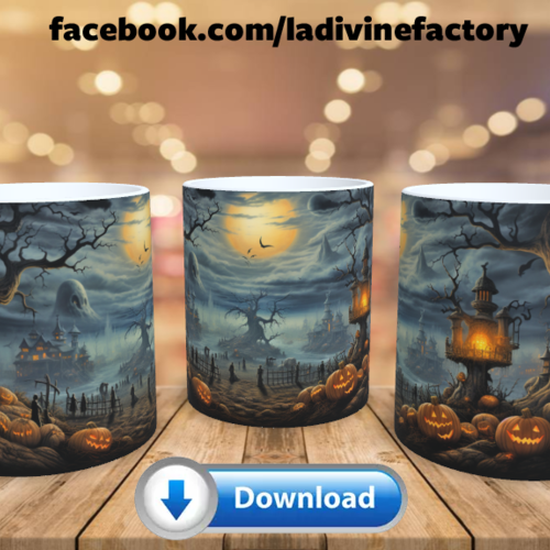 Visuel digital x 1 - pour sublimation mug - halloween - ambiance 002