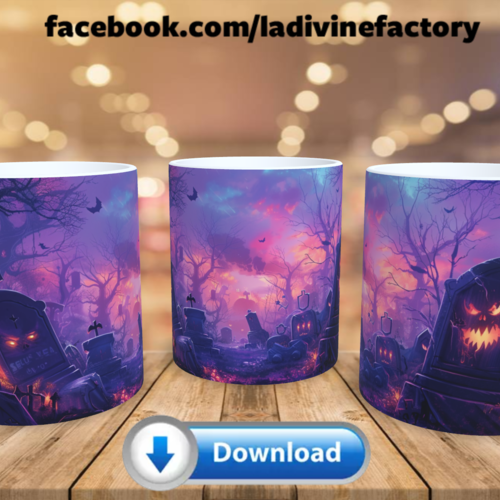 Visuel digital x 1 - pour sublimation mug - halloween - cimetière 001