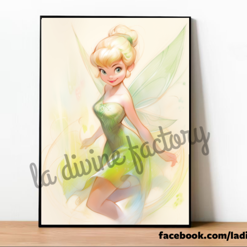 Art mural, affiche poster - tinkerbell fée clochette 002 portrait - 3 formats au choix