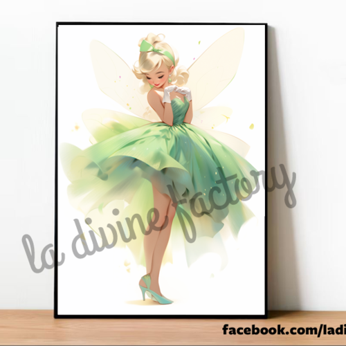 Art mural, affiche poster - tinkerbell fée clochette 010 portrait pin up - 3 formats au choix