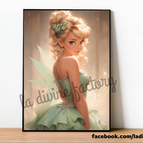 Art mural, affiche poster - tinkerbell fée clochette 013 portrait pin up - 3 formats au choix