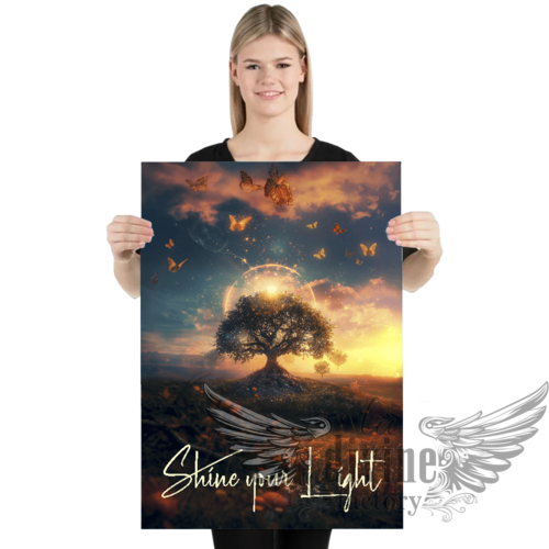 Art mural, affiche poster - shine your light - ancrage arbre de vie renouveau 50 x 70 cm