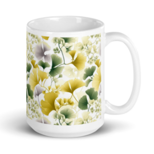 Mug tasse - feuilles de ginkgo - 443 ml 15 oz