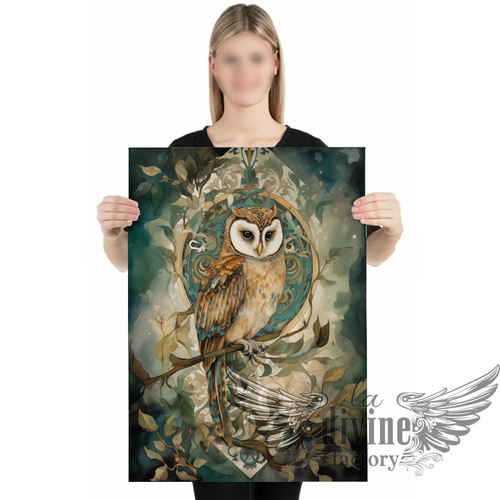 Art mural, affiche poster chouette 005 symbole de sagesse et d’intuition -  50 x 70 cm