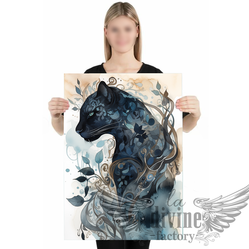 Art mural, affiche poste  panthère 001 symbole de puissance et de mystère -  50 x 70 cm