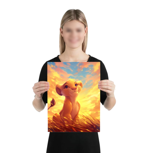 Art mural, affiche poster roi lion simba - lionceau - symbole de courage et croissance format 42 x 29.70 cm a3