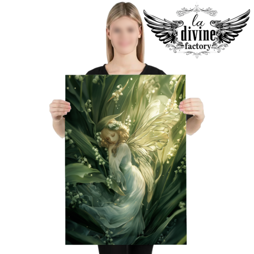 Art mural, affiche poster féérique fée elfe et muguet 006 - symbole de magie et de rêve - format 50 x 70 cm