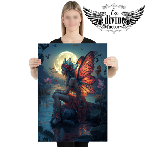 Art mural, affiche poster féérique fée elfe 010 - symbole de magie et de rêve - format 50 x 70 cm