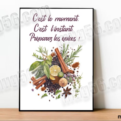 Art mural, affiche poster citation "préparez les épices" la 7ème compagnie format 42 x 29.70 cm a3