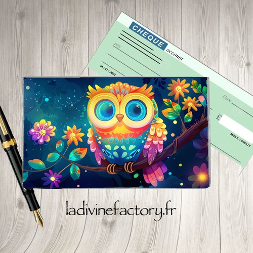 Porte protège chéquier hibou chouette 002