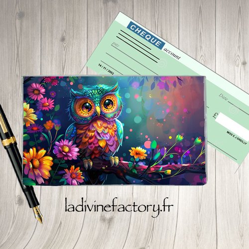 Porte protège chéquier hibou chouette 003