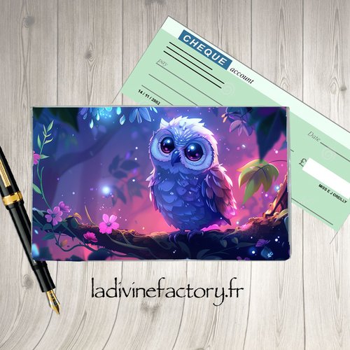 Porte protège chéquier hibou chouette 004