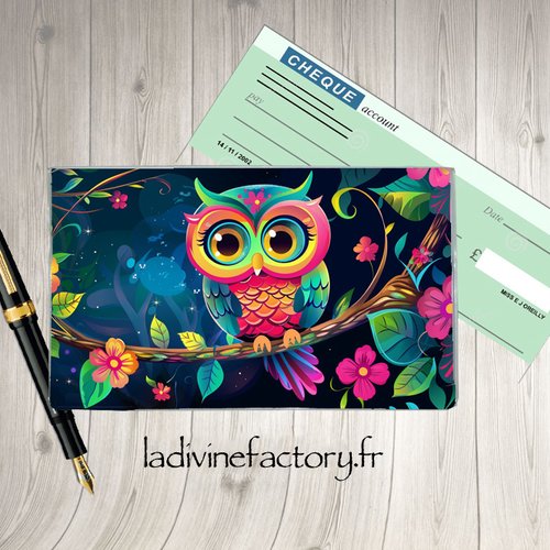 Porte protège chéquier hibou chouette 005