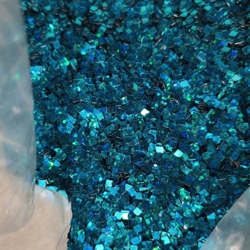 Lot de petites paillettes carrées dorées bleu