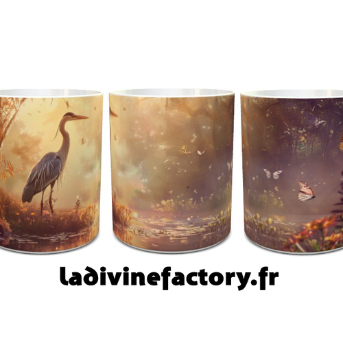 Visuel digital x 1 - pour sublimation mug - héron 003