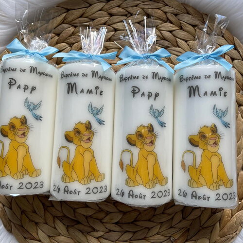 Bougie baptême personnalisée roi lion / cadeau parrain marraine / souvenir / cadeau invité