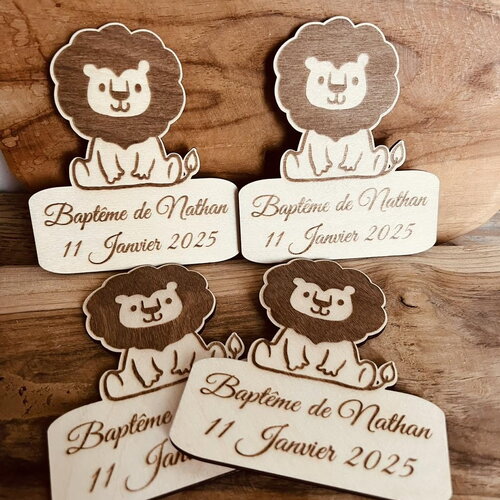 Faire-part baptême naissance anniversaire mariage en bois gravé, personnalisé.