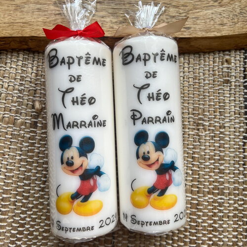 Bougie baptême personnalisée mickey