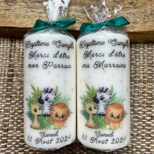 Bougie baptême personnalisée animaux