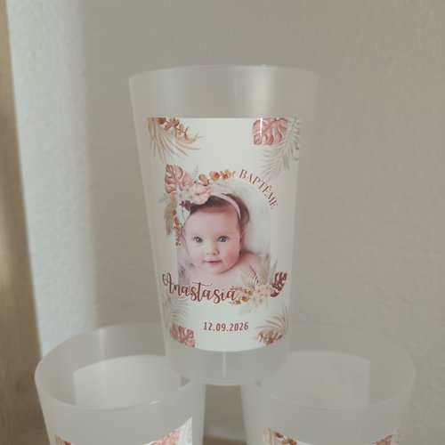 Gobelet baptême personnalisé avec photo, prénom et date