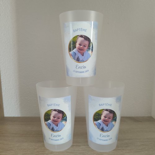 Gobelet baptême personnalisé, photo, prénom et âge