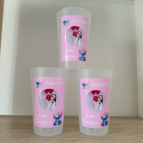 Gobelet anniversaire personnalisé avec photo, prénom et âge, thème licorne