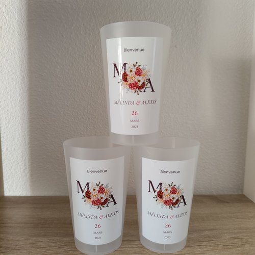 Gobelet mariage personnalisé, prénom des mariés & date