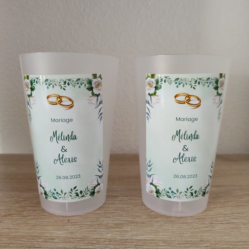 Gobelet mariage personnalisé, prénom & date