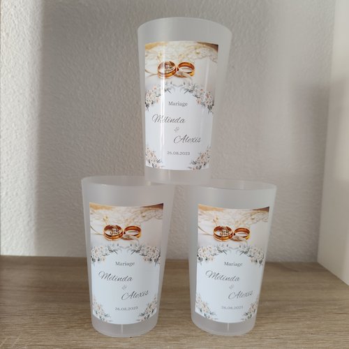 Gobelet mariage personnalisé, prénom des mariés & date