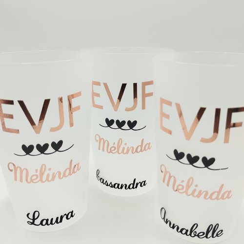 Gobelet evjf personnalisé, prénom future mariée & prénom invité